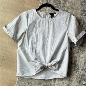 Aqua White Tie Front Short Sleeve T-Shirt